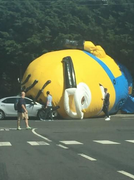 The Minion chose to rest in an awkward spot. Photo: Twitter