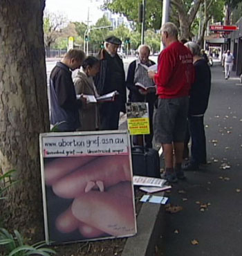 Anti-abortion protesters hold regular vigils outside the East Melbourne Fertility Clinic.