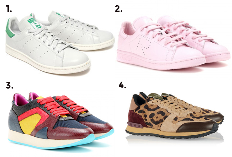 1. Adidas Originals Stan Smith sneaker, $130 2. Adidas x Raf Simons, $502.43 3. Burberry, $845 4. Valentino, $1285.12