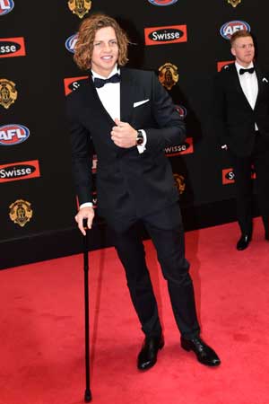 Fyfe needed a cane after fracturing his leg on Friday night. Photo: Getty