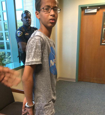 The boy was arrested and handcuffed. Photo: Twitter