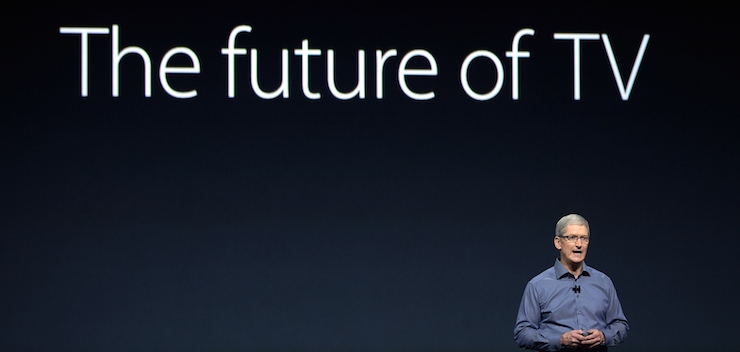 Tim Cook launching the new Apple TV earlier this month. Photo: Getty