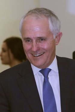Mr Turnbull was all smiles after leaving the party meeting. Photo: AAP