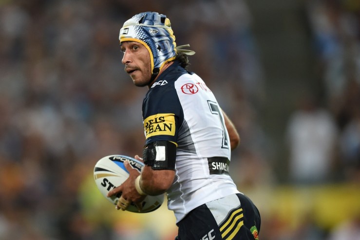 Kane Linnett fumbled a bullet-like pass from Thurston that could have proved costly. Photo: AAP