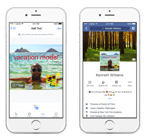 You can set a temporary profile picture which reverts back after a set time.