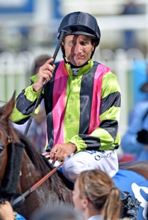 Damien Oliver prepares to ride Suavito on Blue Diamond Stakes Day in March. Photo: AAP