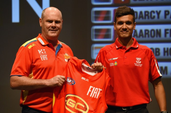 Rocket measures up Callum Ah Chee. Photo: Getty