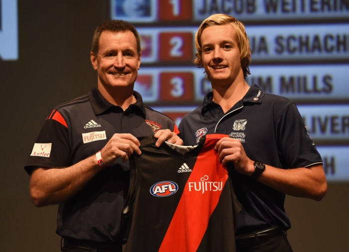 Darcy Parish meets the new Essendon boss. Photo: Getty
