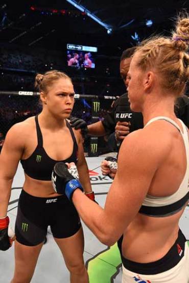 Rousey refused to touch gloves with Holm prior to the start of the fight. Photo: Getty