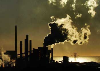 smoke at steel works