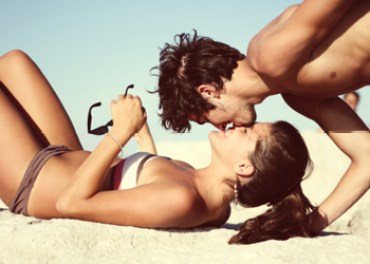couple beach happy
