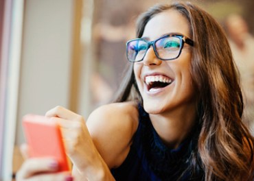 happy female phone customer