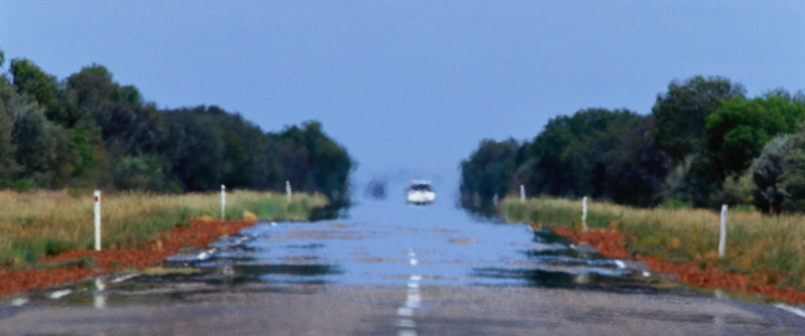 road heat mirage marks