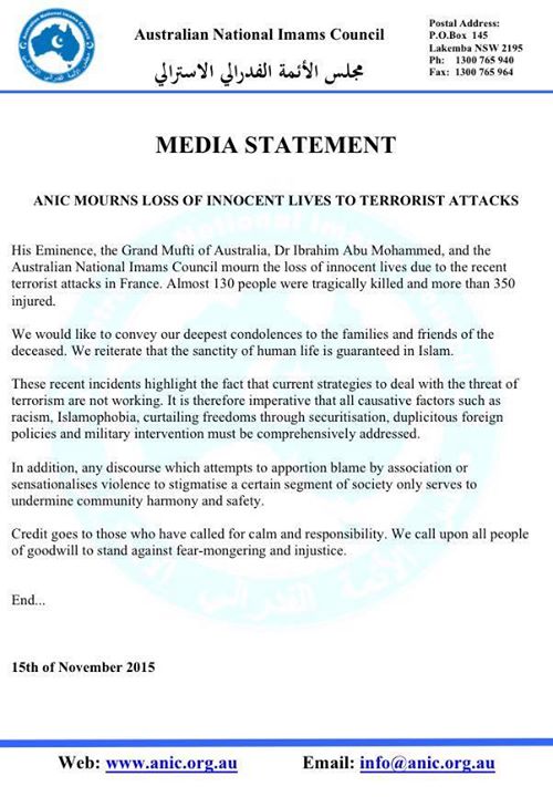 grand mufti statement