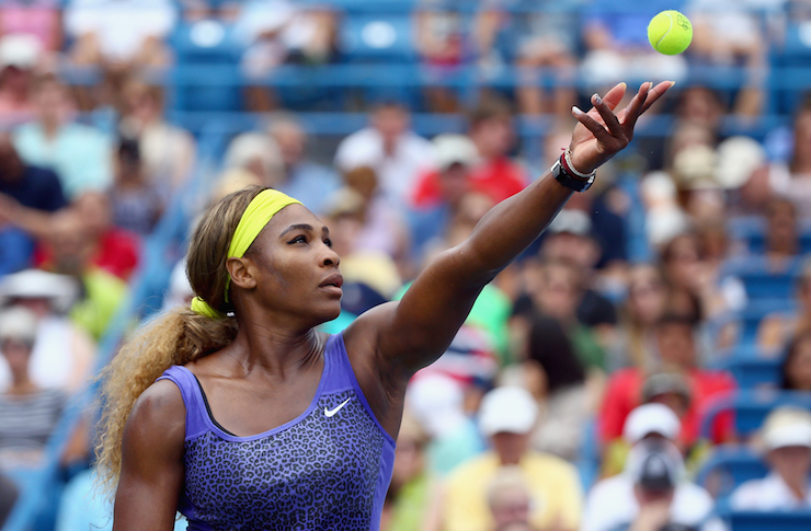 Serena Williams has a pre-serve ritual that seems to be paying off. Photo: Getty