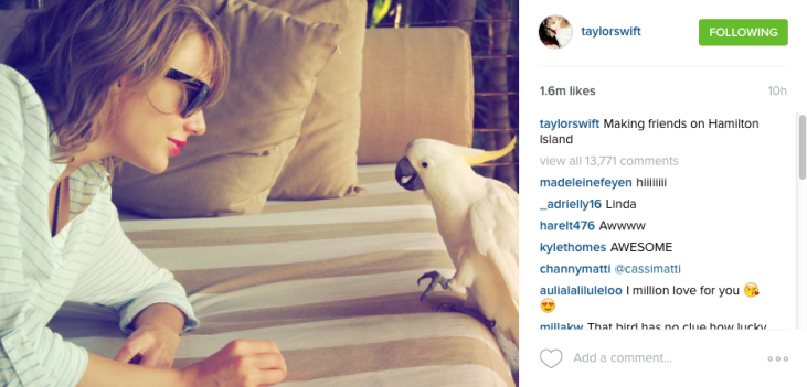 Swift is holidaying on Hamilton Island with her family and crew.