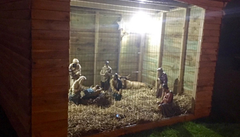 The driver tried to hide in this nativity scene. He was clearly not a wise man. Photo: Twitter
