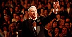 UNITED KINGDOM - SEPTEMBER 01: ROYAL ALBERT HALL Photo of Frank SINATRA, performing live onstage, waving, with audience behind. (Photo by David Redfern/Redferns)