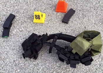 The couple were dressed in tactical gear. Photo: San Bernardino Sheriff's Dept