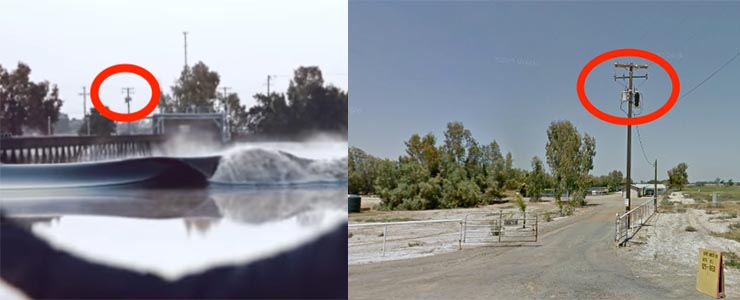 The technique Broadewif used to locate the wave pool: coparing images from the video with Street View images.