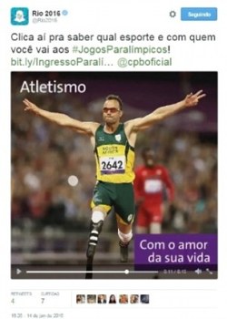 Pistorius used as inspiration in an embarrassing gaffe. Photo: Twitter