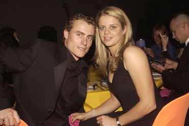 Young love: Hewitt and Kim Clijsters in 2002. Photo: Getty