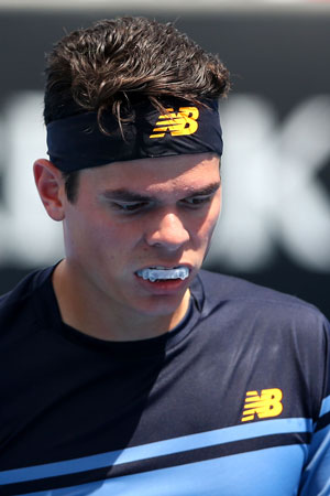 Milos Raonic's mouthpiece. Photo: Getty