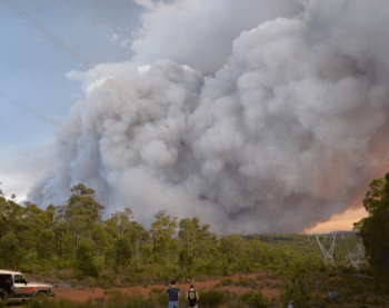 Smoke from the fire is billowing everywhere. Photo: ABC/Fraser Hull