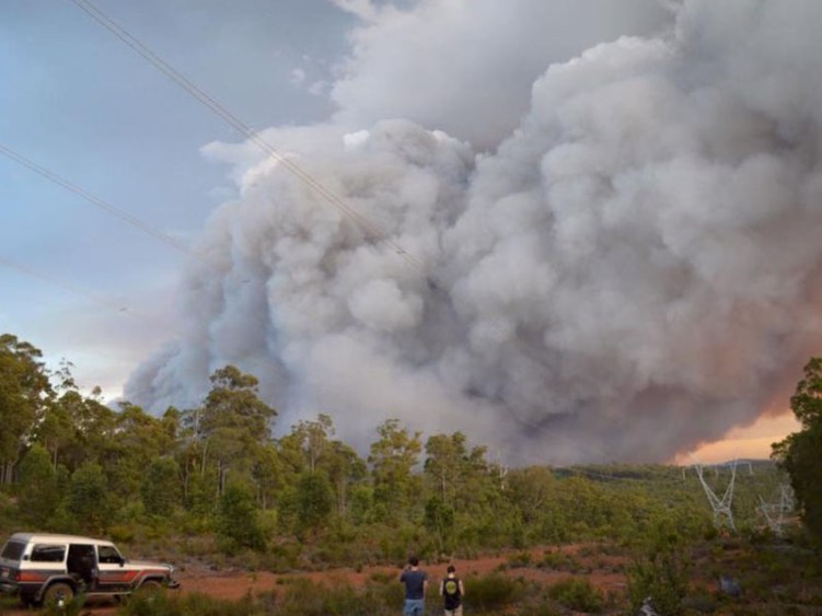 The Waroona fire seen from Nanga Road on Wednesday.