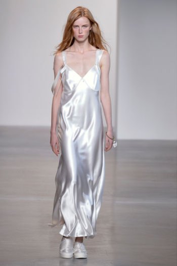 The lingerie slip look from Calvin Klein. Photo: Getty