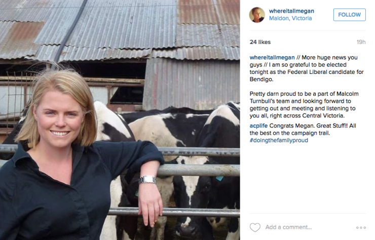 Megan's Instagram post about her election.