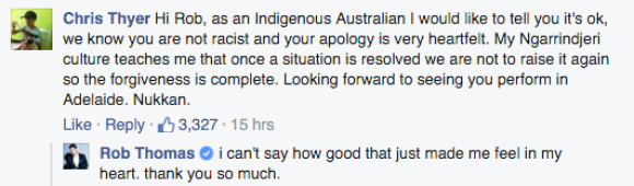 Rob Thomas facebook quote