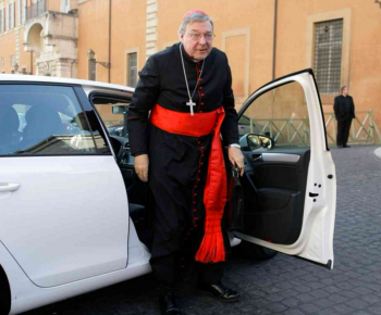 Pell arrives to give testimony in Rome. Photo: Twitter