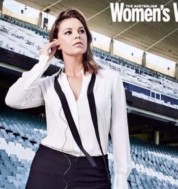 Posing for the Australian Women's Weekly for a section on women in sport journalism.