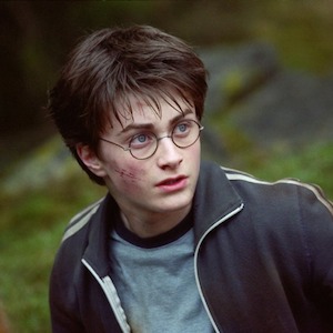 Daniel Radcliffe as Harry Potter.