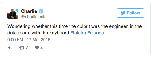 Telstra outage tweet