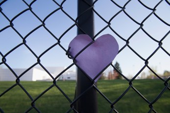 A small tribute outside Paisley Park. Photo: Getty