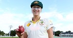CANTERBURY, ENGLAND - AUGUST 14: Ellyse Perry of Australia poses with the match ball after taking 5 wickets during day four of the Kia Women's Test of the Women's Ashes Series between England and Australia Women at The Spitfire Ground on August 14, 2015 in Canterbury, United Kingdom. (Photo by Dan Mullan/Getty Images)