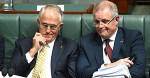 Prime Minister Malcolm Turnbull (L) and Treasurer Scott Morrison during Question Time at Parliament House in Canberra on Wednesday, March 16, 2016. (AAP Image/Mick Tsikas) NO ARCHIVING