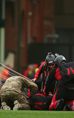 The injured man is attended to. Photo: Getty