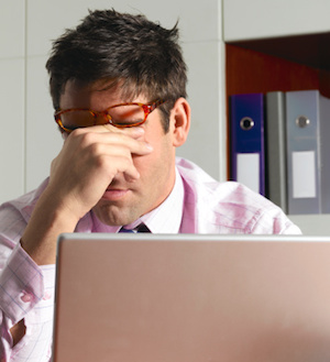 We blink less when we stare out our computers, which drys our eyes out. Photo: Getty