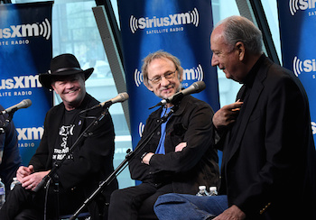 L-R: Micky Dolenz, Peter Tork, and Michael Nesmith of The Monkees promoting their new album this month. Photo: Getty