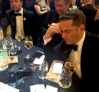 Karl Stefanovic spilt his wine before the show even started, colleague Sylvia Jeffreys tweeted. Photo: Twitter