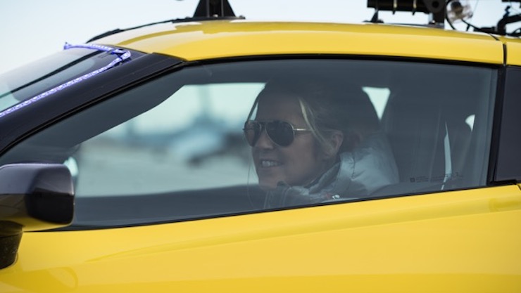 Sabine in the Corvette. Photo: BBC