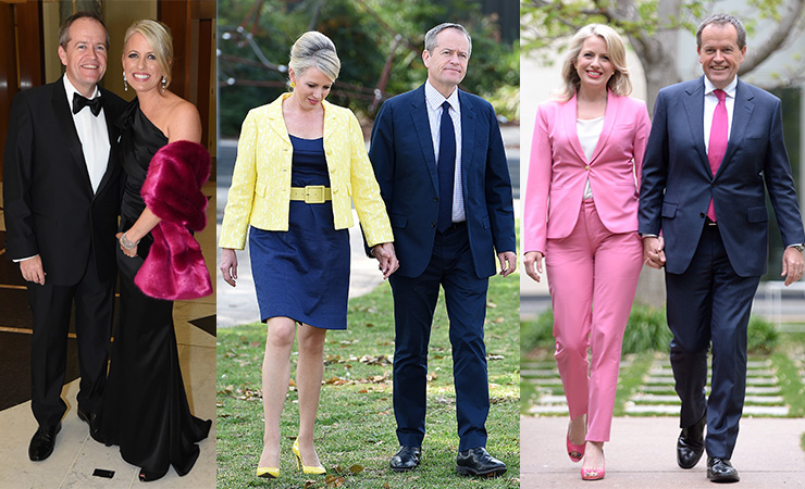 Chloe and Bill Shorten have got their political wardrobes down pat. Photos: AAP