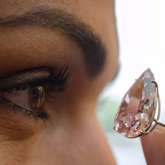 A model handles the 'Unique Pink'. Photo: Getty