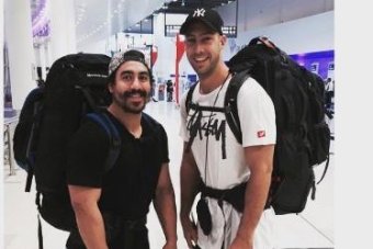 Mr Hunt embarked on a world trip with friend Mitch Sheppard in April. Photo: Facebook