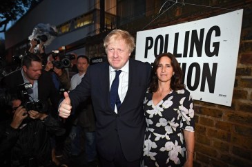 Former London Mayor Boris Johnson and wife Marina Wheeler attend a polling station in North London. Photo: AAP