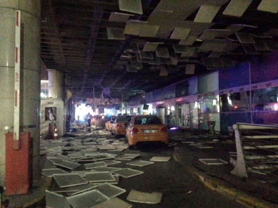 An entrance of the Ataturk Airport in Istanbul after the explosions. Photo: DHA via AAP