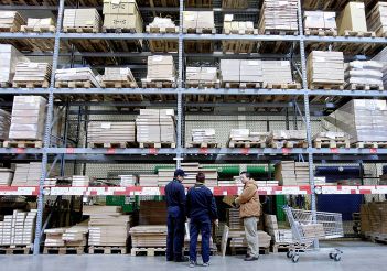 PARAMUS, NJ - JANUARY 27: A shopper seeks assistance from IKEA employees in the pick -up area at a Ikea store January 27, 2005 in Paramus, New Jersey. Ikea, a Swedish company, currently has 200 stores worldwide and in the next 10 years is planning to open five stores annually in the U.S., the company's second-biggest market behind Germany. (Photo by Stephen Chernin/Getty Images)